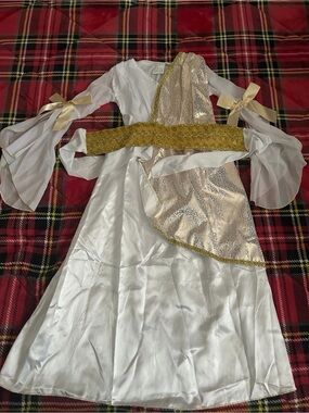White and Gold Kids Angel Costume Dress